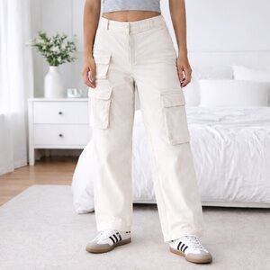 TNA Picture Cargo Pants High Rise Cream Size 8